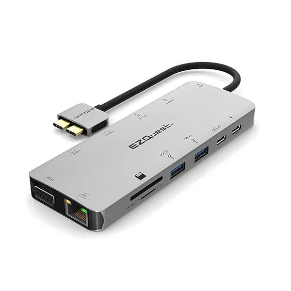 EZQuest 13-in-2 USB C Hub: Dual HDMI 4K, Ethernet, USB Ports & More for MacBook Pro & Air - Perfect for Work & Travel