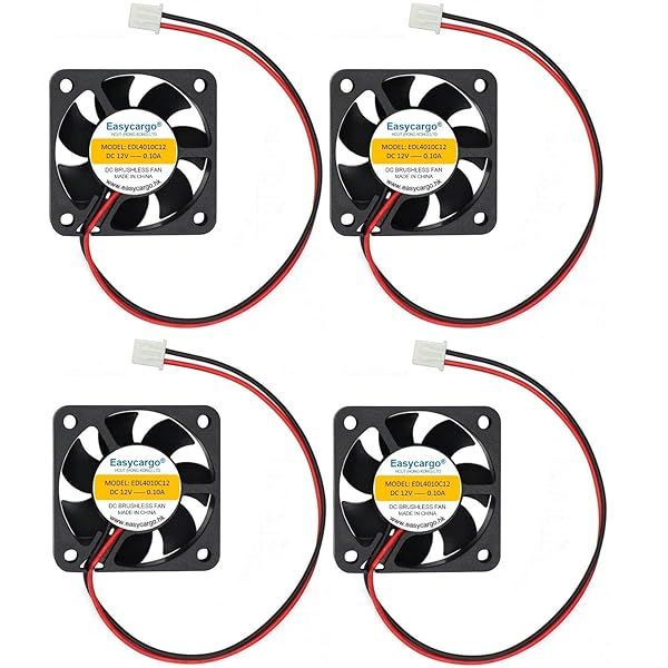 Easycargo 4pcs 40mm 12V DC Brushless Cooling Fan with Grill Mounting Kit for 3D Printers and Electronics