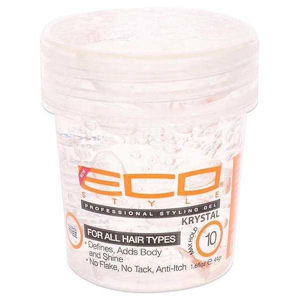 Eco Style Ecoco Hair Gel Krystal - Strong Hold, Moisturizing, Non-Flaking for All Hair Types - 1.6 Oz