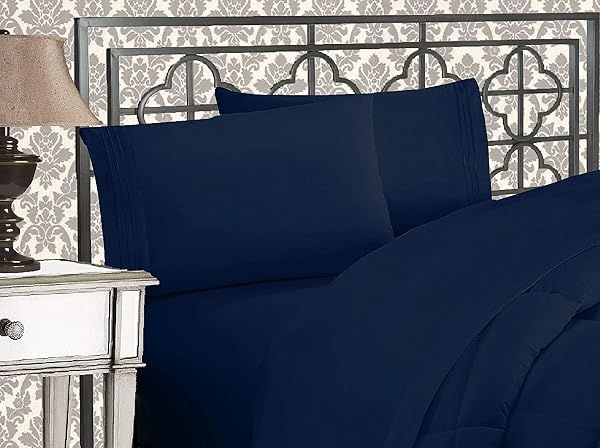 Elegant Comfort 1500 Thread Count King Size Navy Pillowcases Ultra Soft Luxurious Wrinkle and Fade Resistant Egyptian Quality 2-Piece Set