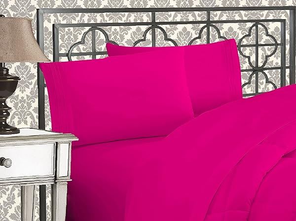 Elegant Comfort 1500 Thread Count Ultra Soft Luxurious Hot Pink Pillowcases Standard Size Wrinkle and Fade Resistant Egyptian Quality
