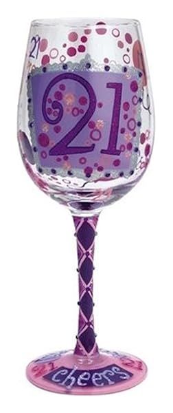 Enesco 21st Birthday Wine Glass - Colorful Gift for 21st Celebration | 1 Count