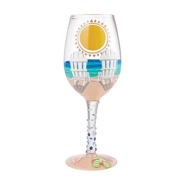 Enesco Lolita Sun on the Beach Hand-Painted Wine Glass - Artisan Multicolor Design