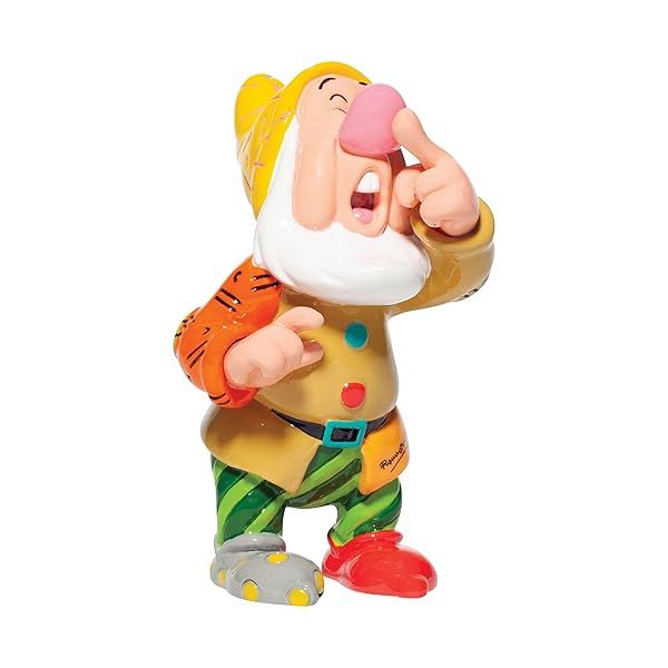 Enesco Disney Snow White Sneezy Miniature Figurine by Romero Britto - 4.7 Inch Colorful Collectible