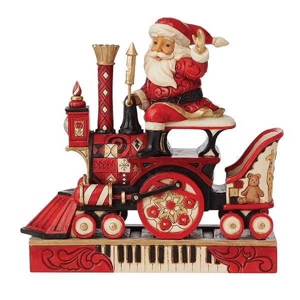 Enesco FAO Schwarz Jim Shore Santa Riding Train Figurine - 7.68 Inch Holiday Decor