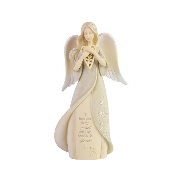 Enesco Foundations Heart Hold You in Heaven Angel Figurine - 8 Inch Resin Memorial Decor for Bereavement