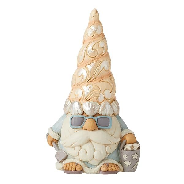 Enesco Jim Shore Coastal Seashell Gnome Figurine - 6.14 Inch Multicolor with Sunglasses