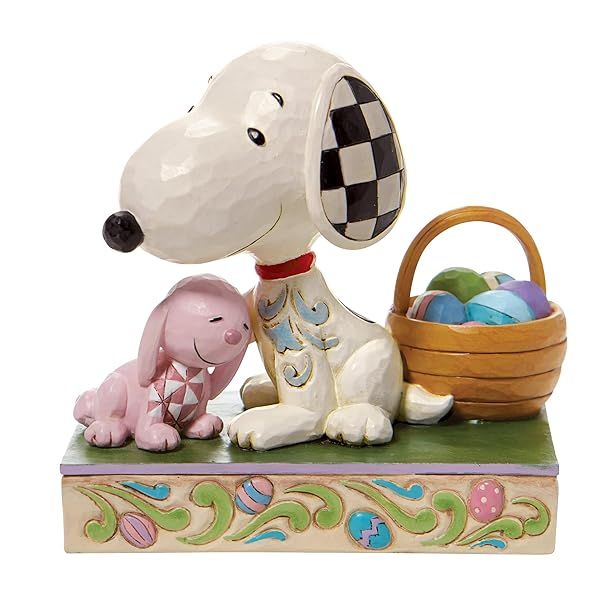 Enesco Peanuts by Jim Shore Snoopy with Bunny and Easter Basket Figurine, 4.75 Inch, Multicolor