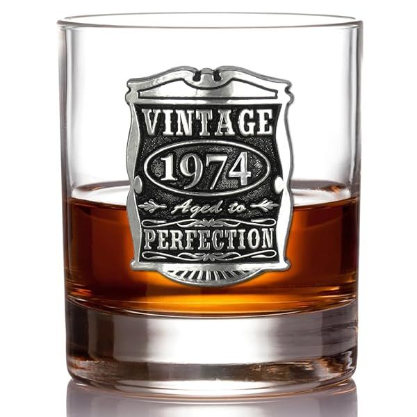 Vintage 1974 Whisky Rocks Glass Tumbler - Perfect 50th Birthday Gift for Men | English Pewter Company
