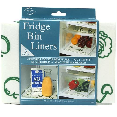 Envision Home Absorbent Fridge Liners - 12x24 Veggie Print Shelf Liner, 3 Pack for Freshness & Cleanliness