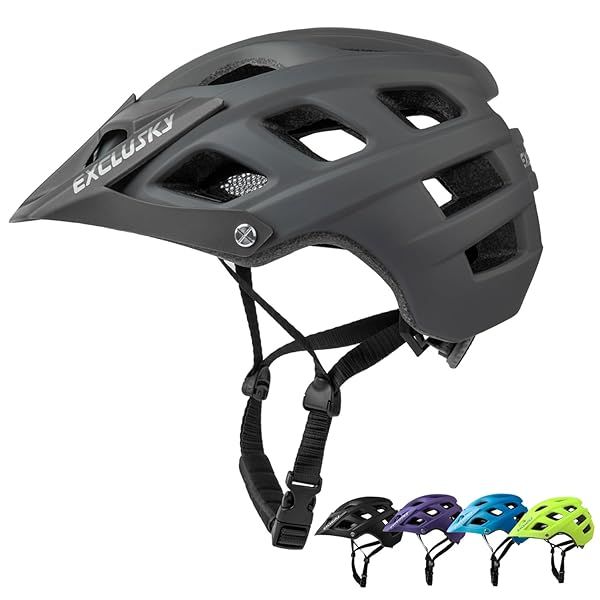 Exclusky Lightweight Mountain Bike Helmet for Adults - Adjustable MTB Cycling Helmet with Visor for Men & Women
