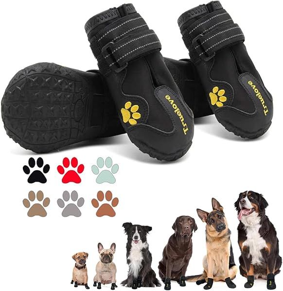 Expawlorer Dog Shoes for Small Dogs Waterproof Anti-Slip Booties for Hot Pavement Hiking and All Weather Protection Black