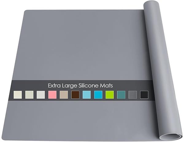 Extra Large Food-Grade Silicone Table Mat: Waterproof, Heat-Resistant Craft & Dining Protector in Dark Gray