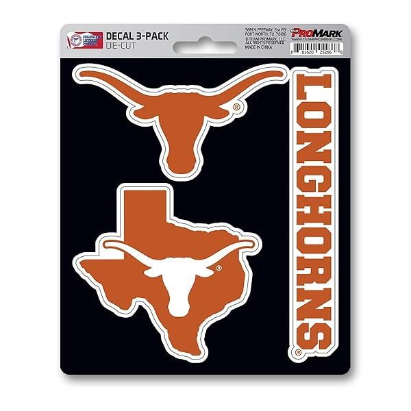 Shop FANMATS NCAA Texas 3-Piece Decal Set in Burnt Orange - Perfect for Longhorns Fans!