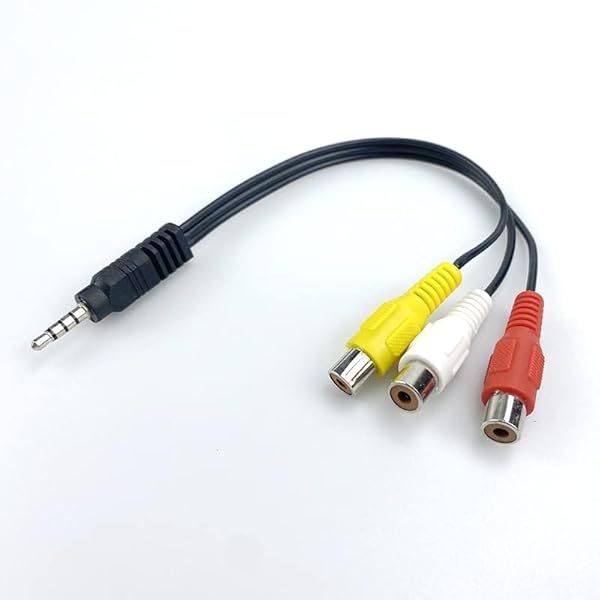 FANTIA 3.5mm to 3 RCA AV Adapter Cable Black 25cm Plug and Play Compatible with TV Stereo Camcorder MP3 Player