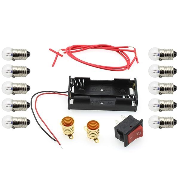 FDXGYH Electrical Circuit Experiment Kit DIY Small Bulb Lights Up Battery Box Lamp Holder Switch Home School Educational Tool