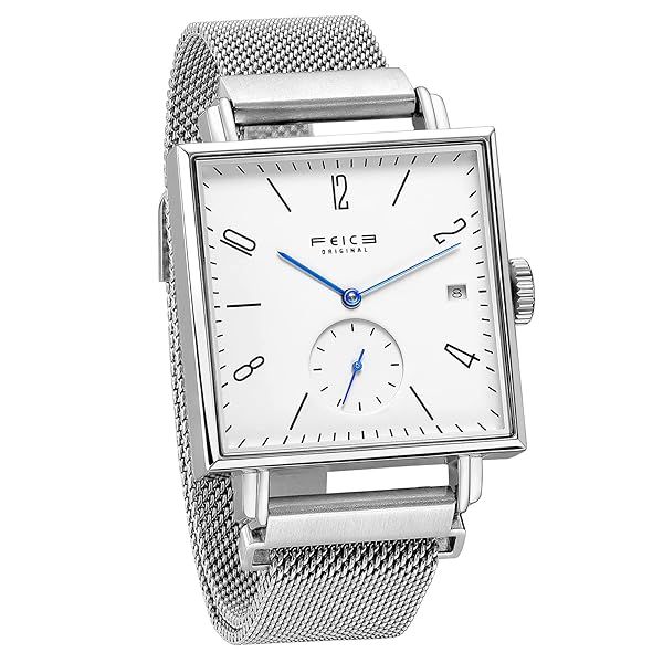 FEICE Minimalistic Automatic Watch for Men and Women Square Stainless Steel Leather Bands Sapphire Mirror Mechanical Wrist Watch FM301