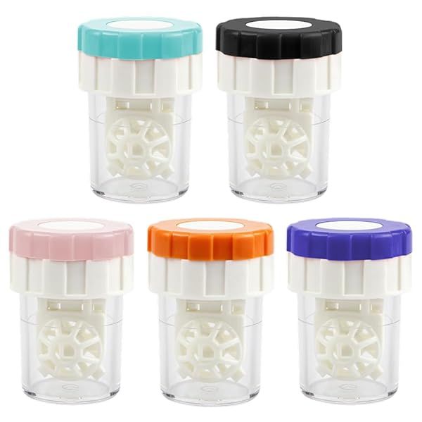 FERCAISH Contact Lens Cleaning Kit 5 Piece Portable Rotating Manual Cleaner and Storage Container for Home or Travel Use