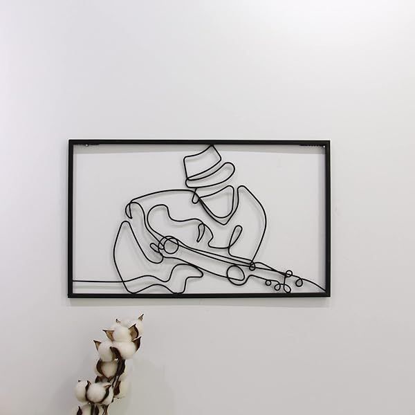 FKKA Metal Guitar Art: Unique Wall Decor for Music Rooms, Living Rooms, Bedrooms & Studies - Stylish Black Design