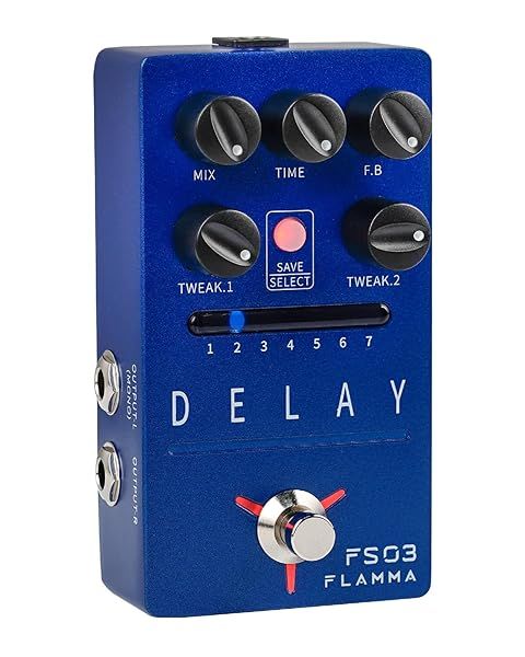 FLAMMA FS03 Guitar Delay Pedal: Stereo Digital Delay with Looper, 6 Effects, True Bypass & Tap Tempo