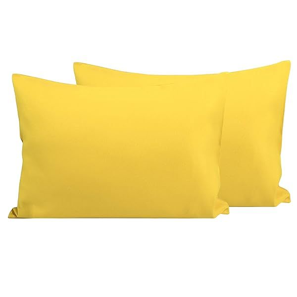 FLXXIE 2 Pack Microfiber Toddler Pillowcases Soft Cozy Travel Pillow Covers Yellow 14 x 20 Inches Fits Baby Pillows 12 x 16 13 x 18