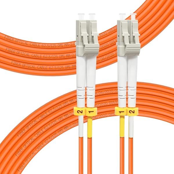 FLYPRO Fiber 20M OM1 LC to LC Patch Cable 1GB Duplex 62.5/125um Multimode Fiber Optic Cord LSZH 20Meter for Fast Connectivity
