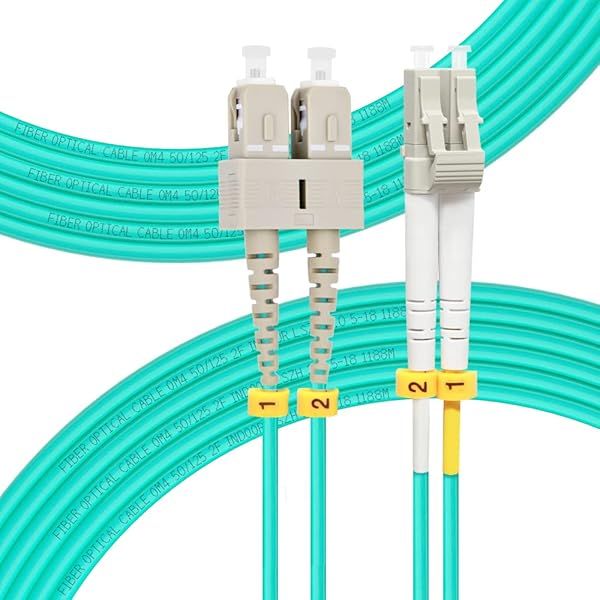 FLYPRO Fiber 20M SC to LC OM4 Patch Cable 40GB 100GB Duplex 50/125um Multimode Fiber Optic LSZH 66ft Length Options 1m to 50m