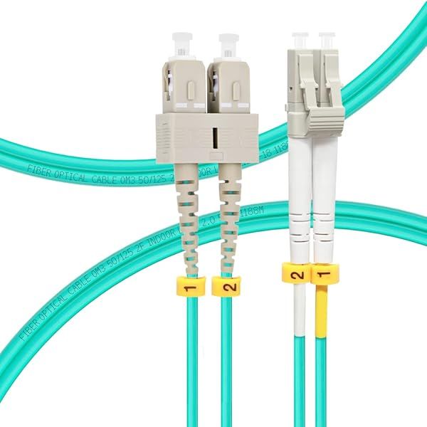 FLYPRO Fiber 2M SC to LC OM3 Patch Cable 10GB 40GB Duplex Multimode 50/125um LSZH Available in Lengths 1m to 50m