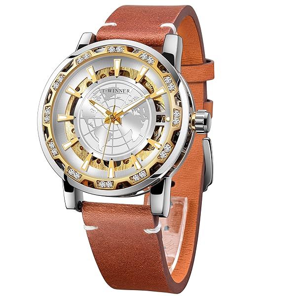 Forsining Automatic Mechanical Watch for Men with Skeleton Dial and Leather Band