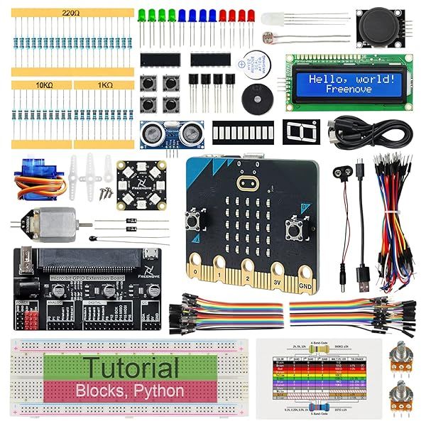 Freenove Super Starter Kit for BBC Microbit V2 with 266 Page Tutorial 192 Items 38 Projects Blocks and Python Code