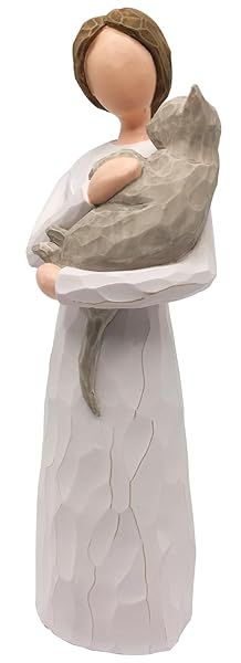 FRUMOASA Cat Memorial Gifts Hand-Painted Cat Angel Figurine Sympathy Gifts for Cat Moms in Memory of Beloved Cats