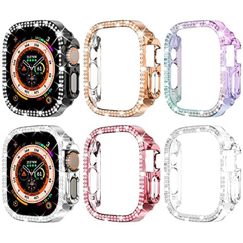FULLIFE 6-Pack for Apple Watch Ultra 3 2 1 Case Series 11 10 9 8 7 6 5 4 3 2 1 SE3 49 45 44 42 41 40 38mm Bling Face Cover Sparkling Frame for iWatch