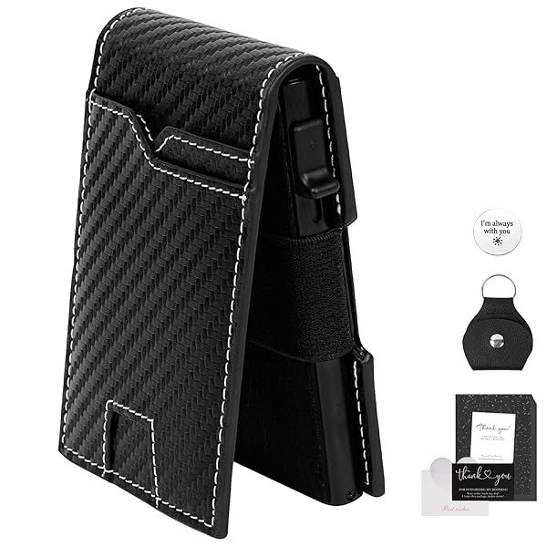 FUNGORGT Mens Slim Wallet Personalized RFID Blocking Leather Sheath Minimalist Credit ID Passport Holder with Engraved Accessory and AirTag