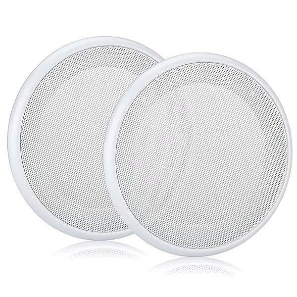 Facmogu 2PCS 8in White Ceiling Speaker Covers - Round Metal Grille for Car & Home Audio Protection