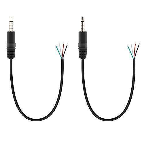 Fancasee 2 Pack 3.5mm TRRS Stereo Male to Bare Wire Audio Cable for Headphone Repair