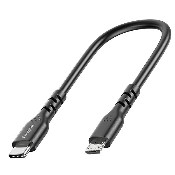 Fasgear Short USB C to Micro USB Cable 1ft 30cm - 1 Pack USB 2.0 Type C to Micro USB Cable Support Data Sync and Charging Compatible with MacBook