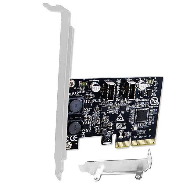 FebSmart PCIe X4 to Dual 10Gbps USB 3.1 Gen 2 Card for Desktop PCs - Fast USB-C Front Panel Upgrade