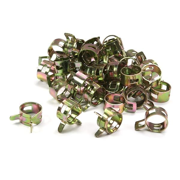 Fielect 100Pcs 15mm Spring Band Hose Pipe Clamp Assortment for Plumbing and Automotive Low Pressure Applications