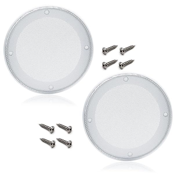 Fielect 5 Inch Speaker Grill Cover Mesh Decorative Circle Woofer Guard Protector with Screws White Audio Accessories 2 Pcs