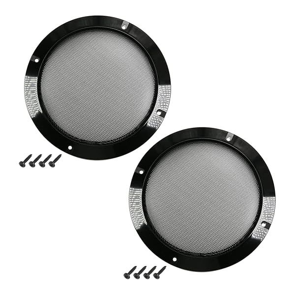 Fielect 2Pcs 6.5 Inch Speaker Grill Mesh Subwoofer Guard Protector Cover Black Metal Trim with Screws Audio Accessories