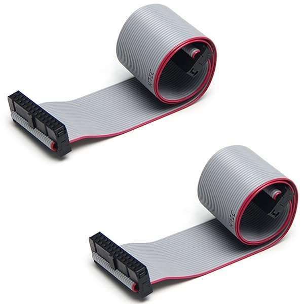 Fielect 2pcs IDC 26 Pin Connector - 30cm Gray Flat Ribbon Cable, 2.54mm Pitch for Reliable Connections