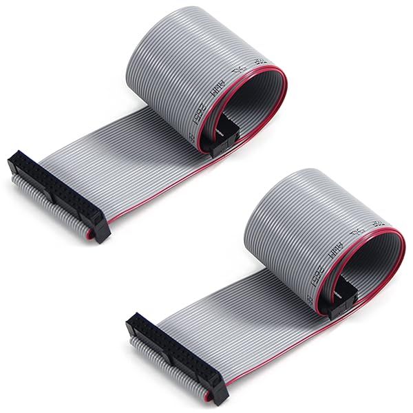 Fielect 2pcs IDC 34 Pin Connector Gray Wire Flat Ribbon Cable 30cm 2.54mm Pitch for Reliable Connections