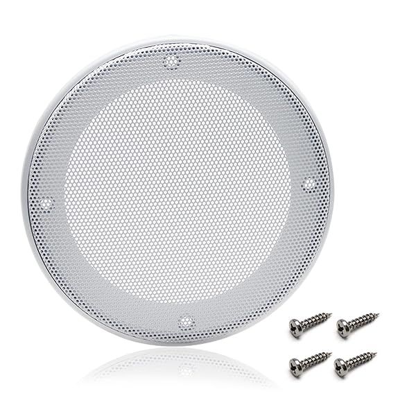 Fielect 4 Inch Speaker Grill Mesh Decorative Circle Woofer Guard Protector Cover White Metal Trim with Screws Audio Accessories