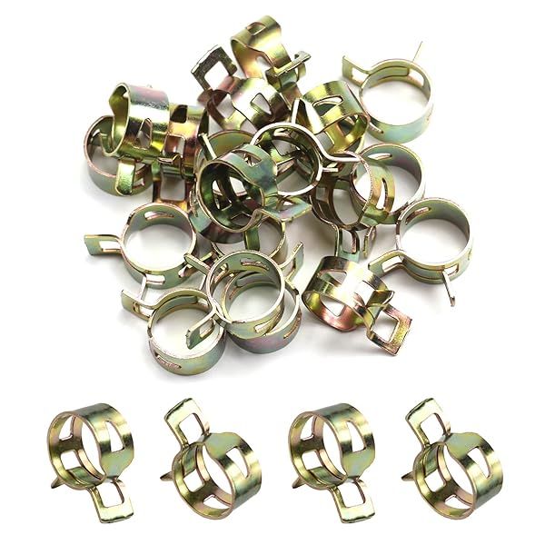 Fielect 50pcs Spring Band Hose Pipe Clamp Assortment Kit for Low Pressure Air Plumbing Automotive Mechanical Use