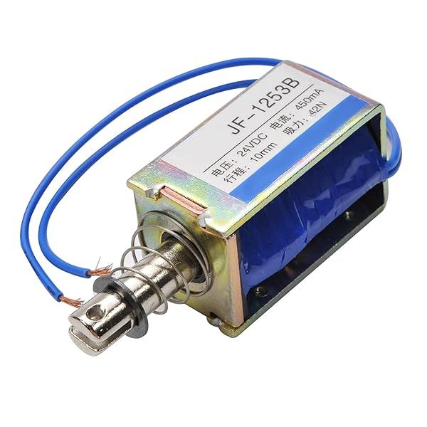 Fielect DC 24V 42N 10mm Stroke Push Pull Solenoid Electromagnet Open Frame Linear Motion JF-1253B 24V
