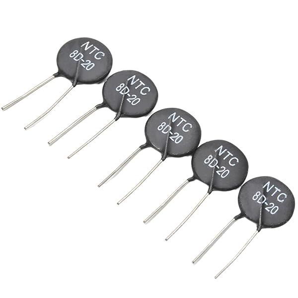 Fielect NTC Thermistor Resistors 8D20 6A 8 Ohm Inrush Current Limiter Temperature Sensors Pack of 5 for Reliable Performance