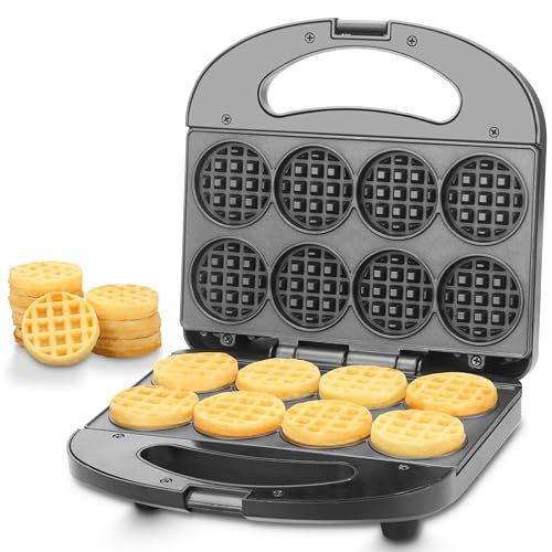 FineMade Mini Waffle Maker Machine for Kids Makes 8 Tiny Waffle Bites Perfect for Breakfast Snacks Desserts and More