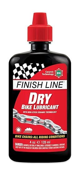 Finish Line DRY Teflon Bicycle Chain Lube - 4oz Drip Bottle for Smooth Rides