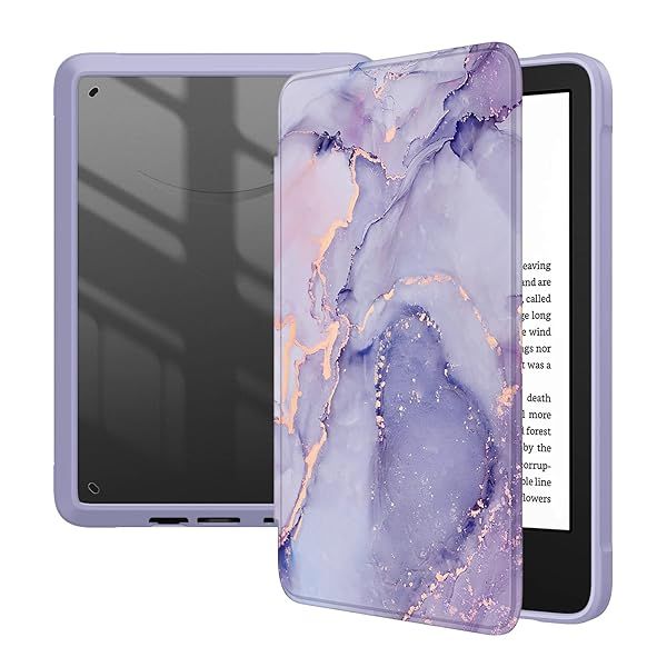 Fintie Hybrid Slim Case for 6 Inch All New Kindle 11th Generation 2024 2022 Release Transparent Back Shockproof Cover Lilac Marble