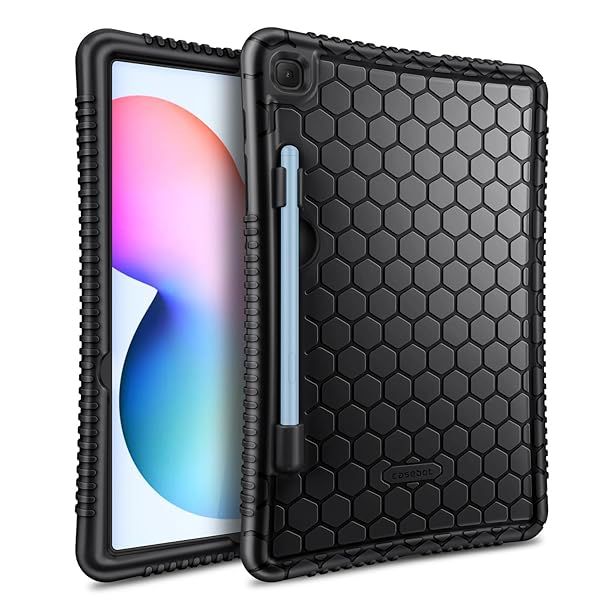 Fintie Silicone Case for Samsung Galaxy Tab S6 Lite 10.4 Inch Kids Friendly Shock Proof Cover Black Honey Comb Series